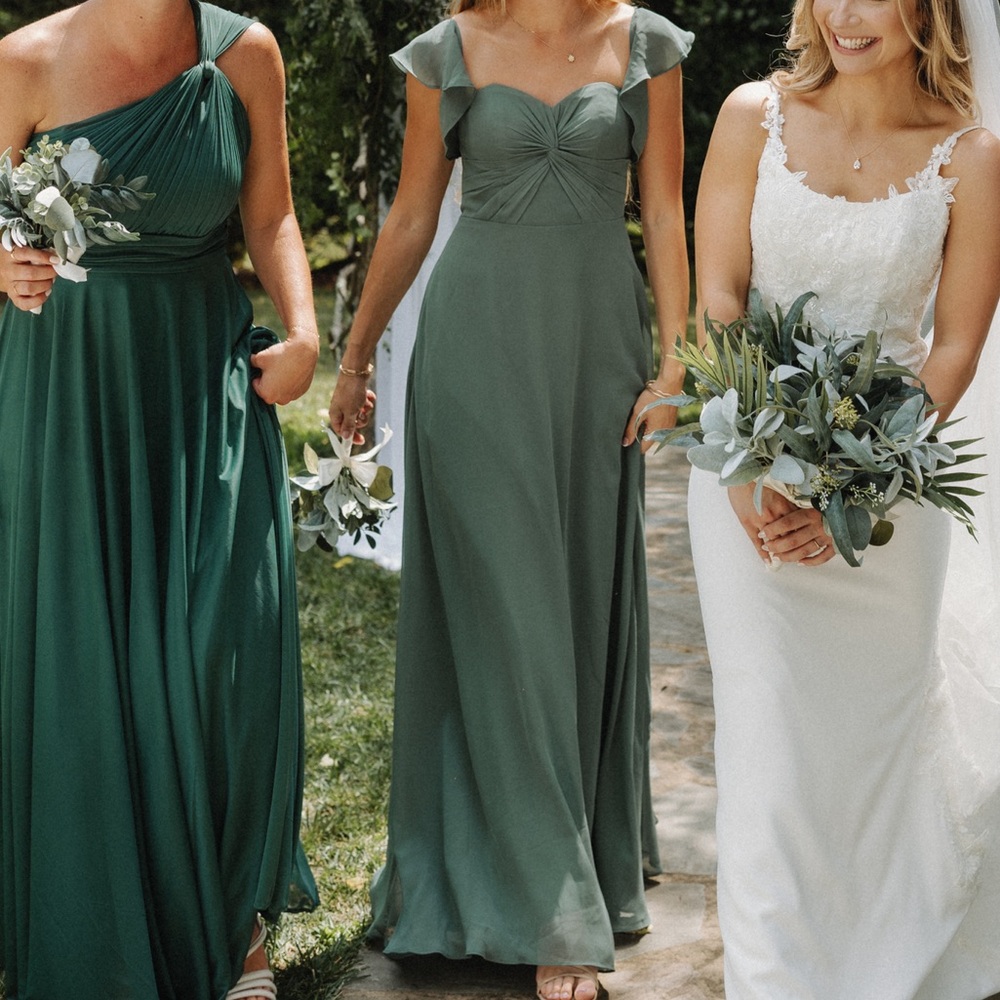 Azazie Sage Green Flutter-Sleeve Maxi Dress